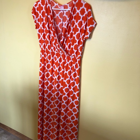 Flirty Pink Dresses & Skirts - NWOT Patterned Orange Maxi Dress